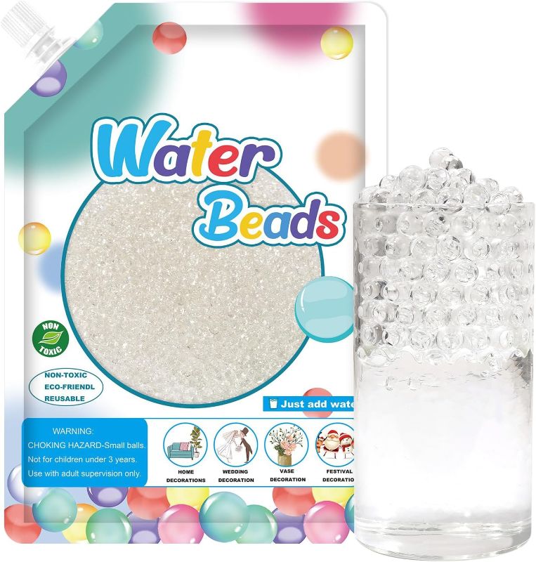 Photo 1 of 140,000 Clear Water Beads, Transparent Water Gel Beads for Vase Filler, Christmas Decoration, Wedding Centerpiece, Floating Candles, Planting, Floral Decoration