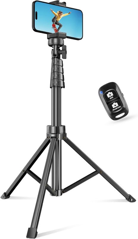 Photo 1 of SENSYNE 62" Phone Tripod & Selfie Stick, Extendable Cell Phone Tripod Stand with Wireless Remote and Phone Holder, Compatible with iPhone Android Phone, Camera