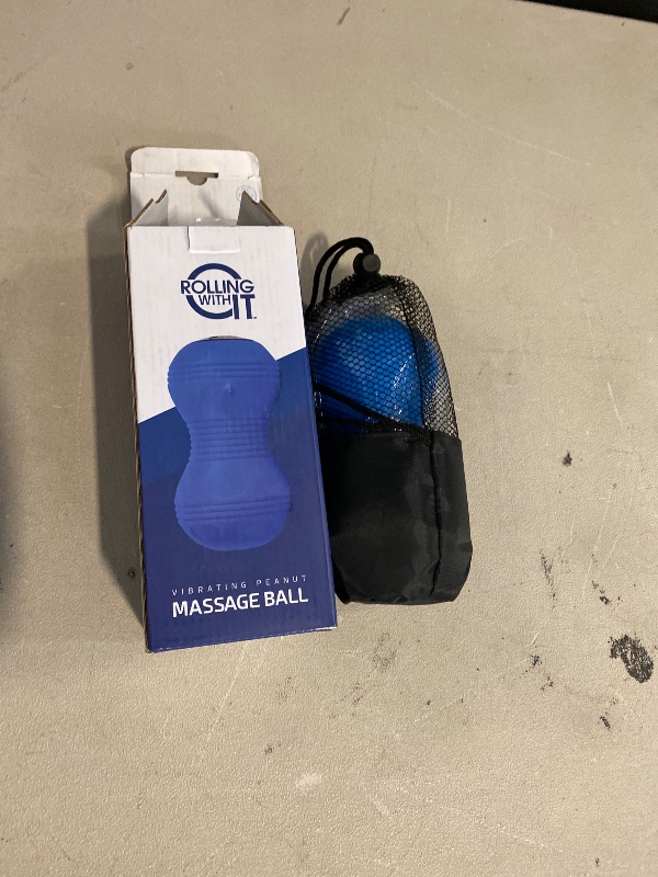 Photo 1 of Rolling With It Vibrating Peanut Massage Ball - Deep Tissue Trigger Point Therapy, Myofascial Release - Handheld, Cordless - 4 Intensity Levels - Dual Lacrosse Ball Vibration Massager (Blue)