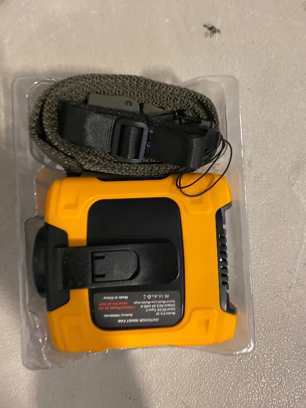 Photo 1 of Portable Waist Fan, Hanging Waist Mobile Fan, 10000mAh Battery, 3-Speed Wind, LED Flashlight, Red & Blue Warning Lights, USB/Type-C Output, Ideal for Outdoor Summer Use ( yellow)