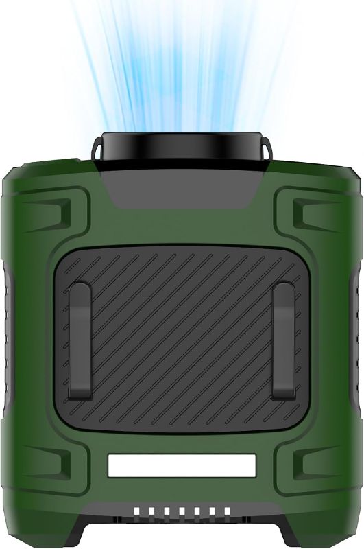 Photo 1 of Portable Waist Fan, Hanging Waist Mobile Fan, 10000mAh Battery, 3-Speed Wind, LED Flashlight, Red & Blue Warning Lights, USB/Type-C Output, Ideal for Outdoor Summer Use ( yellow)