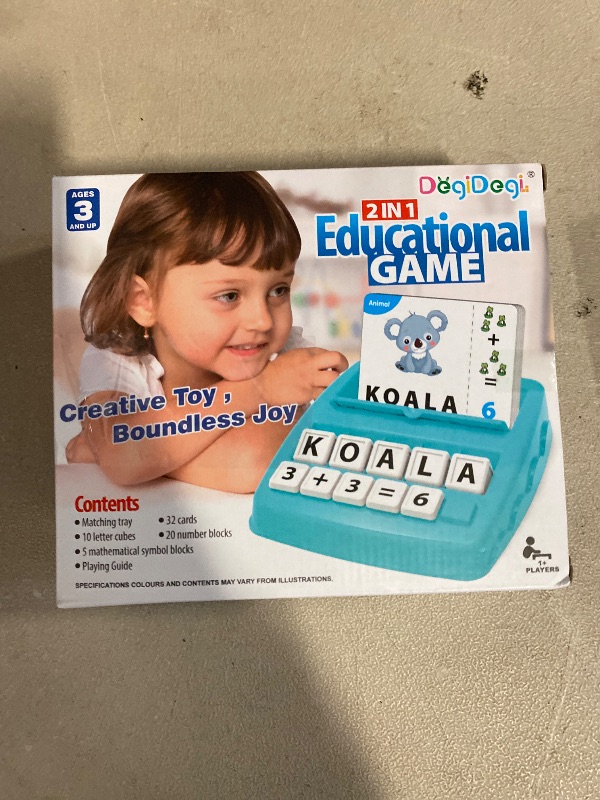 Photo 1 of Educational Toys Learning Games for Kids 3-8, Matching Letter Spelling Early Math Game for Preschool& Kindergarten Kids Boys and Girls Light Blue