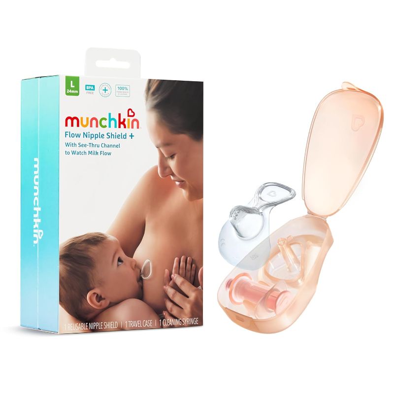 Photo 1 of Munchkin® Flow Nipple Shield + with See-Thru Channel to Watch Milk Flow - Nurse Confidently and Meet Your Breastfeeding Goals, Silicone - 24mm