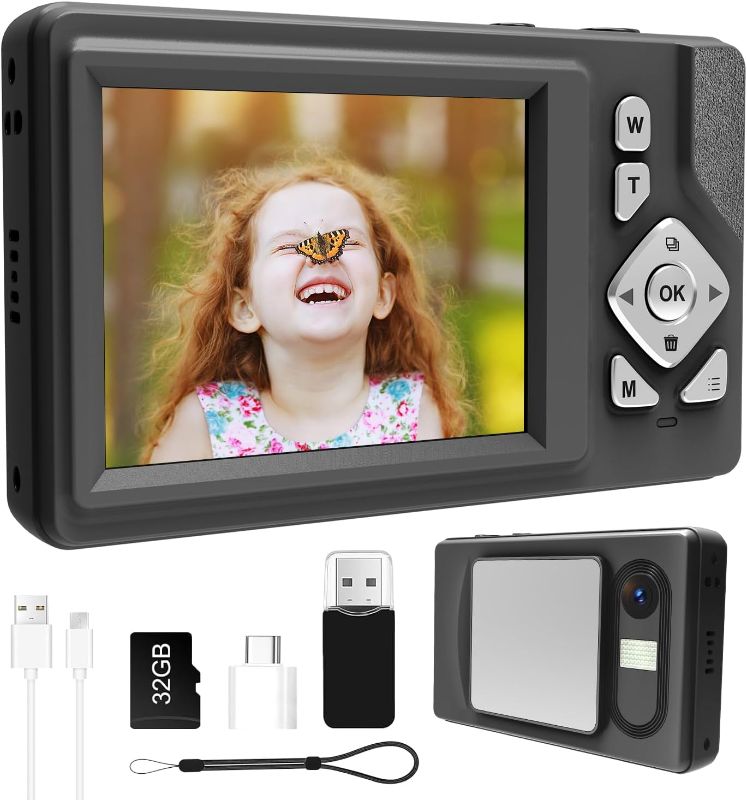 Photo 1 of Digital Camera 1080P FHD 48MP with 2.83" LCD, 18X Digital Zoom & Anti-Shake - 32GB SD Card & Reader Included, Compact Portable Point and Shoot Travel Camera for Kids, Teens, Students & Beginners