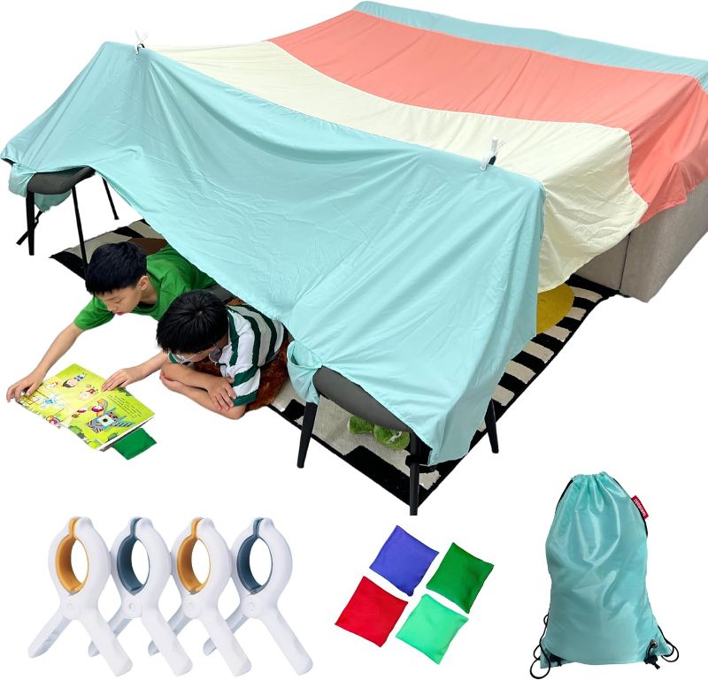 Photo 1 of Magic Fort Building Kit for Kids - Large Lightweight Blanket Fort Making Kit Clips with CPC Certification - Portable Playhouse Play Tent Fort - Indoor/Outdoor Girls/Boys Toys Ages 4-5 6 7 8-12