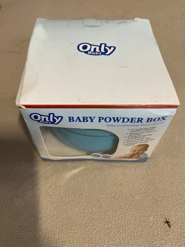 Photo 1 of Beebaby Classic Baby Powder Puff with Container, Soft Touch for Newborns & Kids, 100% BPA Free, Gentle Talc Applicator for Baby Skin Care, Blue