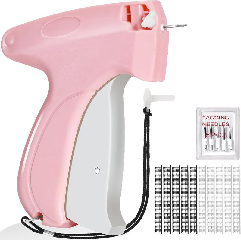 Photo 1 of Stitch  For Clothes, Tagging Gun for Clothing, Handheld Quick Sticky Sewing Micro Tag Gun Fixer Hemming Pants Tool Instantly, Includes 6 Needles and 1000 Fasteners (Pink)