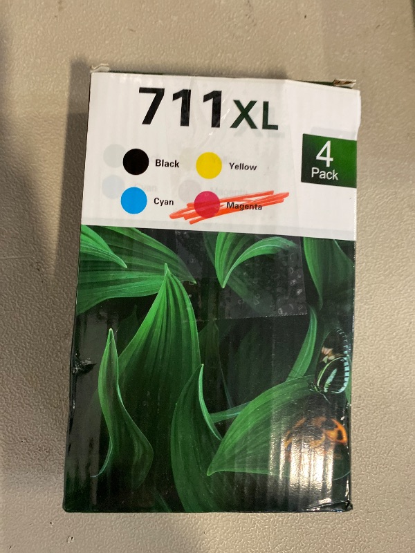 Photo 1 of 711XL Ink Cartridges 4-Pack Replacement Kit for 711 XL Bundle for DesignJet T120 T125 T130 T520 T525 T530 Printer (1 Black, 1 Cyan, 1 Magenta, 1 Yellow, 4 Pack)