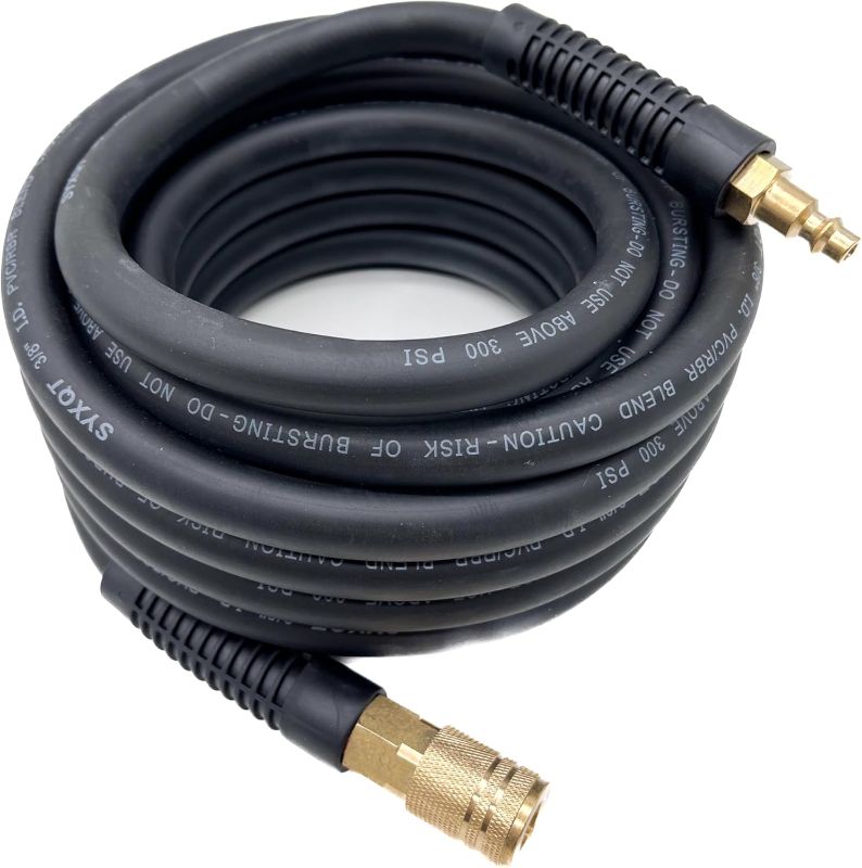 Photo 1 of Air Hose 3/8-Inch x 25FT?Air Compressor Hose 300 PSI Heavy Duty, Lightweight, Kink Resistant, All-Weather Flexibility with 1/4-Inch Industrial Air Fittings and Bend Restrictors,Black