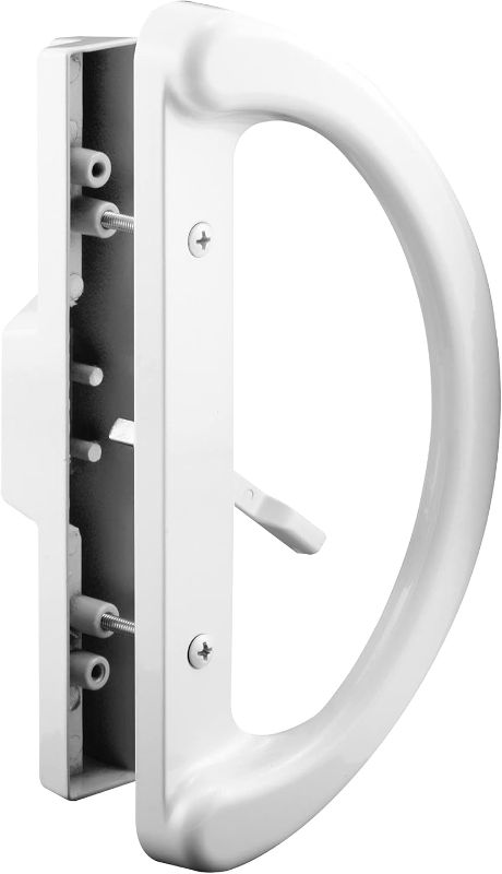 Photo 1 of Prime-Line C 1225 Mortise Style Sliding Patio Door Handle Set - Replace Old or Damaged Door Handles Quickly and Easily – White Diecast, Non-Keyed, Fits 3-15/16” Hole Spacing (1 Set)
