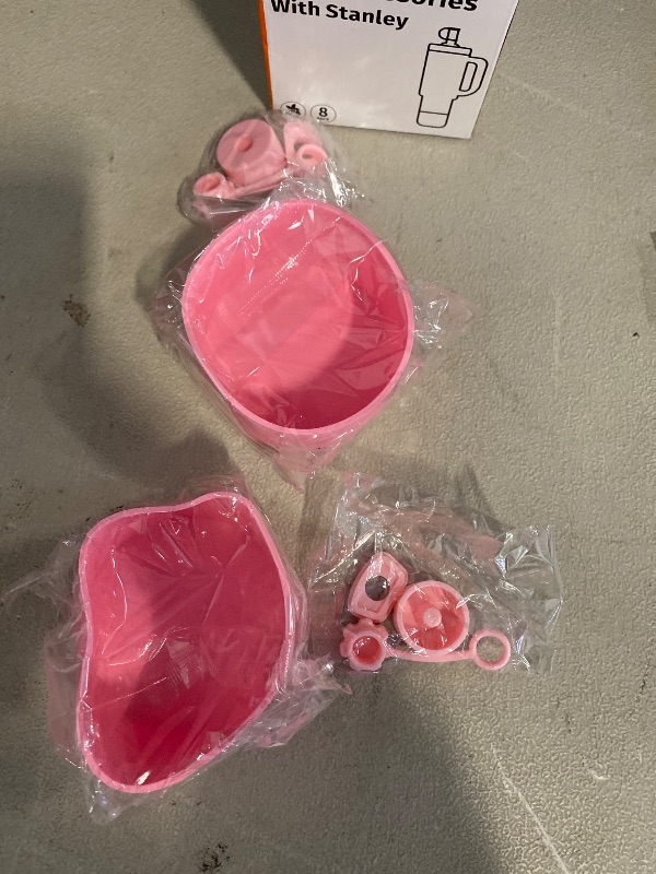 Photo 1 of HYZ 8 Piece Accessories for Stanley Cup, Silicone Spill Proof Stopper Set and Protective Boot Including Straw Cover Cap for Stanley H2.0 20oz 30oz 40oz Tumbler, Peony