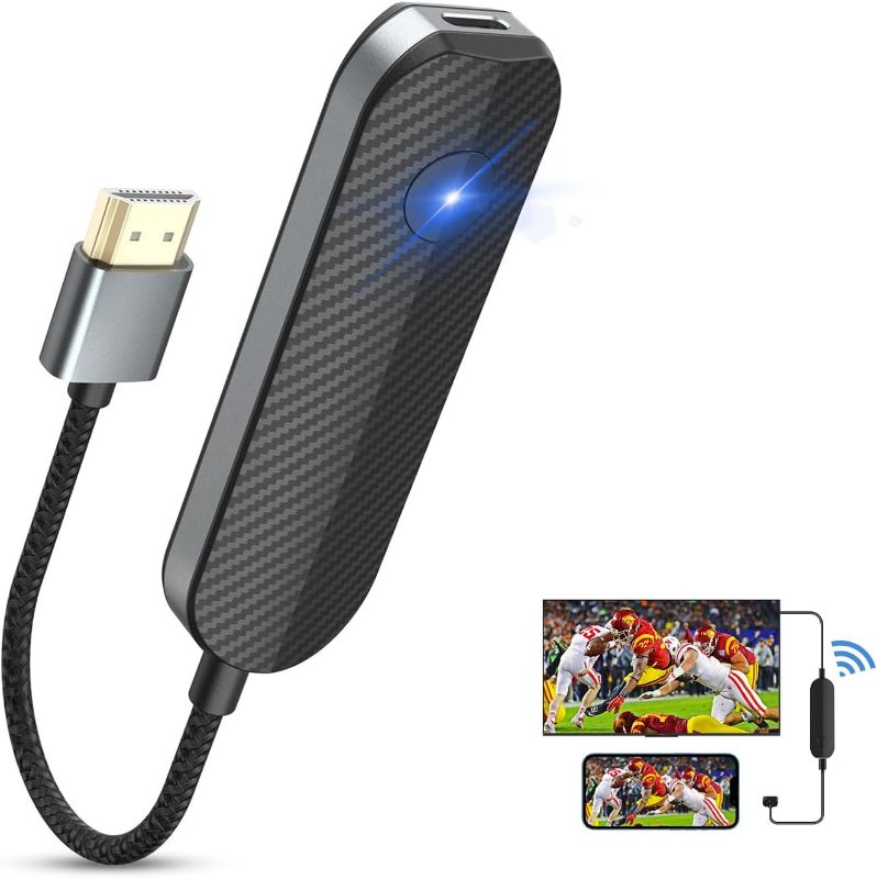 Photo 1 of 4K 1080P Wireless HDMI Display Adapter, WiFi Streaming Movies, Shows Receiver for i-Phone, i-Pad, Android, Tablet, Laptop, Window to HDTV/Monitor/Projector, Compatible Miracast, Air Play, DLNA