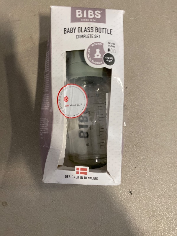 Photo 1 of BIBS Baby Glass Bottle Complete Set 110 ml | BPA Free Natural Rubber | Made in Denmark | Sage
