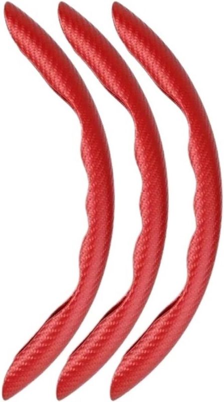 Photo 1 of 3 Classic Carbon Fiber Steering Wheel Covers Compatible with Model 3 Y Anti-Skid Warm Summer Interior Accessories Steering Wheel Covers(Red)
