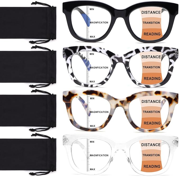 Photo 1 of Progressive Multifocus Reading Glasses for Women Men Blue Light Blocking Computer No Line Multifocal Readers