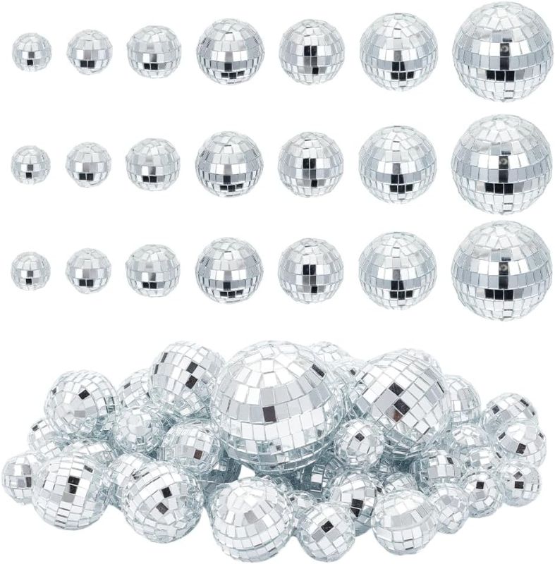 Photo 1 of OLYCRAFT 24Pcs Disco Ball Cake Topper 1.1 inch Disco Ball Cake Decoration Silver Disco Ball Centerpiece Decor Reflective Mirror Disco Ball Decor Disco Ball Decoration for Cake Accessory Party Ornament
