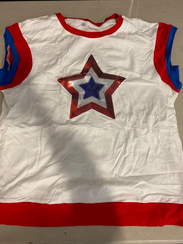 Photo 1 of Size M Women's Patriotic Three Star Short Sleeve Garment Dyed Tee