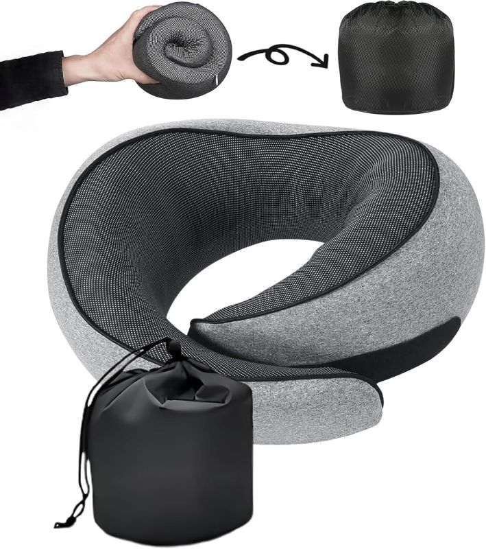 Photo 1 of SZXYX Travel Pillows for Airplanes, 100% Pure Memory Foam Neck Pillow for Airplanes, Comfortable Breathable Cover, 360° Support Stowable Pillows for Sleeping, Car, Airport Travel Essentials