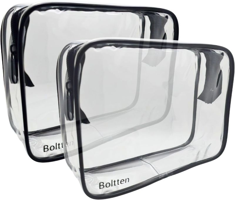 Photo 1 of TSA Approved Clear Toiletry Bag 2-Pack, Quart Size Travel Cosmetic & Makeup Bags, Carry-On Airport Compliant