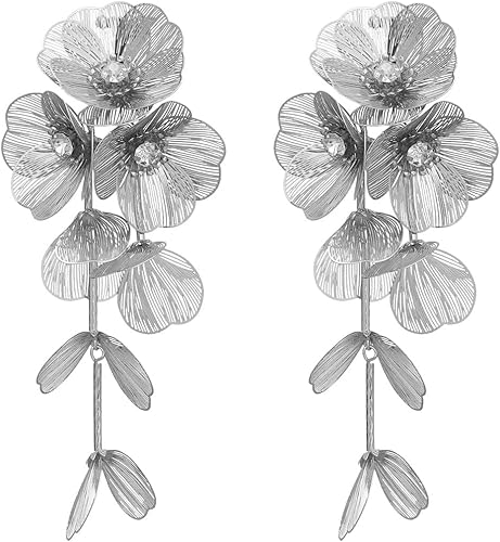 Photo 1 of Bohemian Flower Drop Dangle Earrings Flower Earrings for Women Exaggerated Big Flowers Earrings Fabric Floral Dangle Earrings for Women