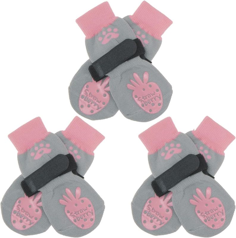 Photo 1 of BEAUTYZOO Anti-Slip Dog Socks,Dog Shoes for Hot/Cold Pavement,Paw Protectors with Grips 3 Pairs for Puppy Small Medium Large Senior Old Dogs,Dog Socks to Prevent Licking and Hardwood Floor Protection