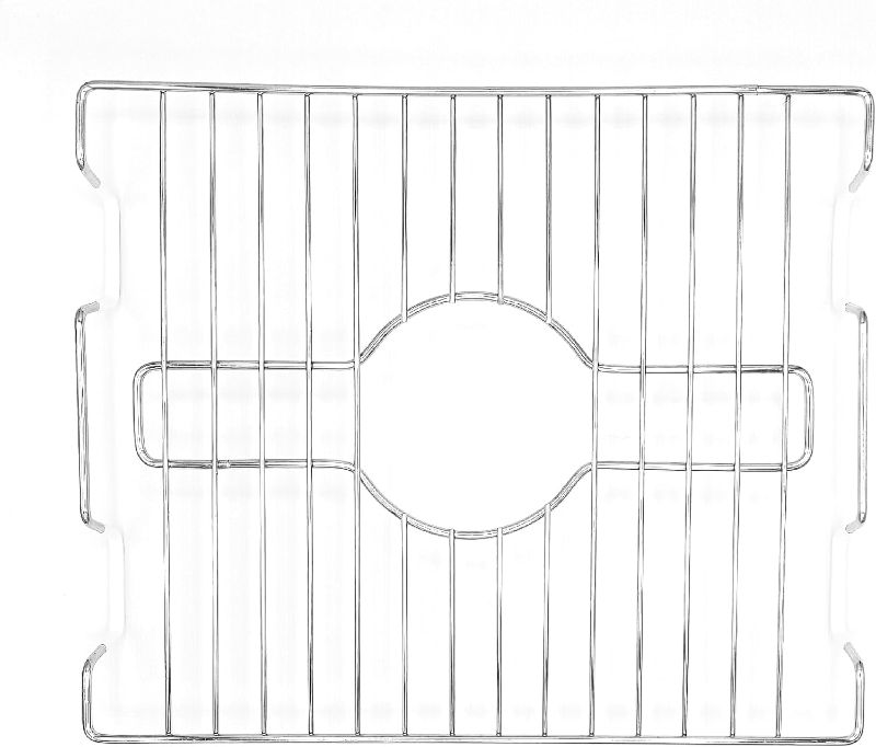 Photo 1 of SOFINNI Kitchen Sink Protector White Steel Sink Grate Insert Grid Sink Bowl Rack Rust Prevent (Chrome) (16" x 12.5")