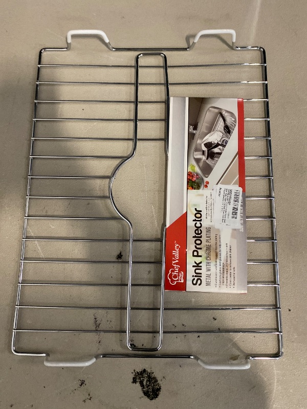 Photo 1 of SOFINNI Kitchen Sink Protector White Steel Sink Grate Insert Grid Sink Bowl Rack Rust Prevent (Chrome) (16" x 12.5")
