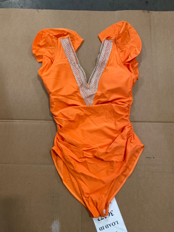 Photo 1 of Size L Buauty Womens One Piece Swimsuits Tummy Control Bathing Suits Deep V Lace Neckline Ruffle Swimwear Women 2025