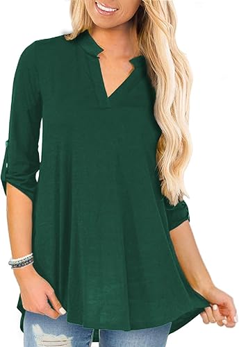 Photo 1 of Size 2XL Size a.Jesdani Women's Plus Size Tops 3/4 Roll Sleeve Shirts V Neck Blouses Tunic Top