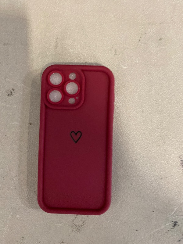 Photo 1 of for iPhone Case,Cute Simple Love Heart Pattern Camera Lens Protection Soft Shockproof Phone Case (Red,iPhone 15 Pro)
