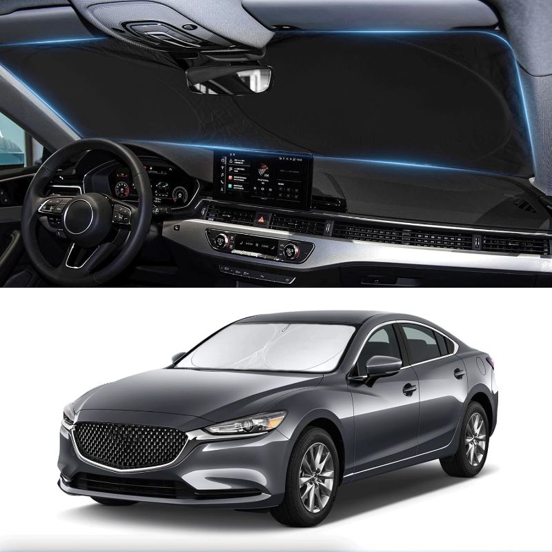 Photo 1 of Custom Fit Mazda 6 Windshield Sunshade for Mazda 6 2014-2021 Mazda6 Accessories Front Window Shades Cover for Windshield Sun Visor Protector 210T Reflector Block Heat Protector Blocks UV Rays
