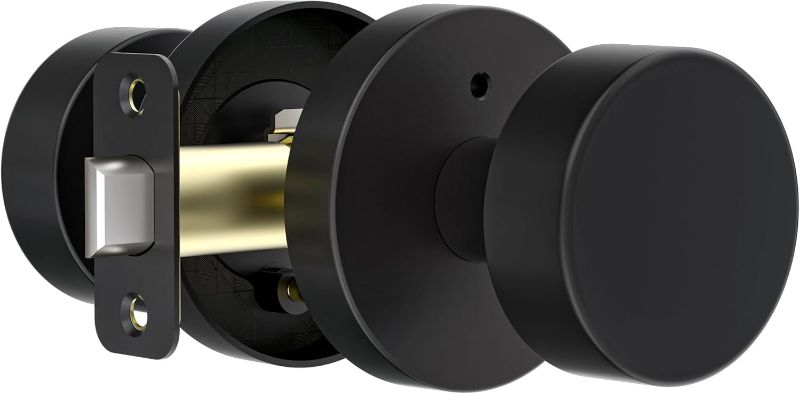 Photo 1 of Matte Black Door Knobs Interior Black Privacy Door Knob with Lock, Heavy Duty Round Vintage Door Handle for Bedroom Bathroom