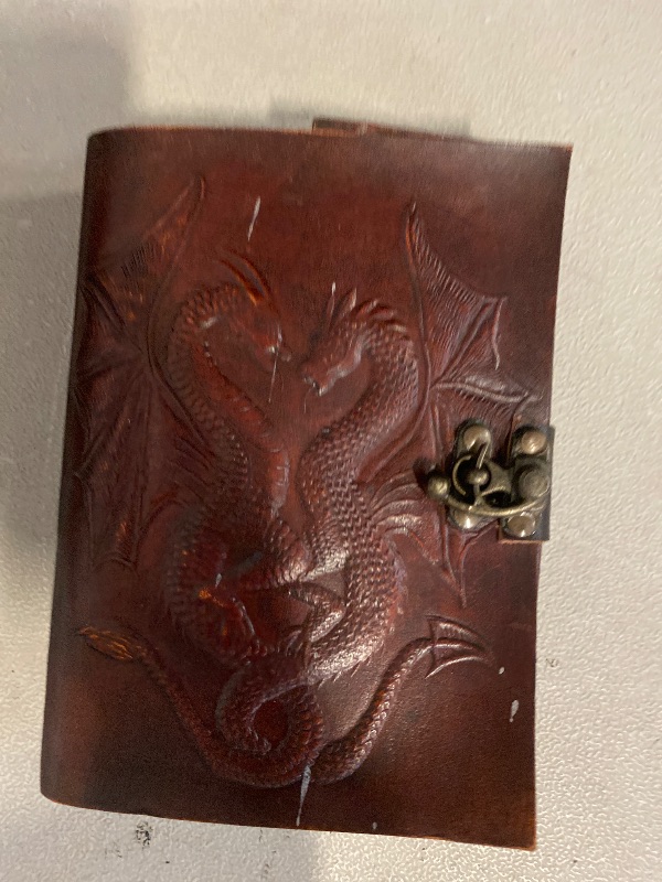 Photo 1 of AzureGreen DOUBLE DRAGON Blank Page BOOK Handcrafted Leather Writing Unlined 5 x 7 JOURNAL (MEDIUM, Brown With Claps)