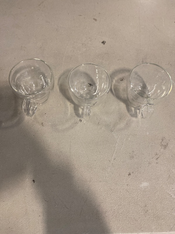 Photo 1 of MFACOY Double Wall Insulated Glasses - Set of 4, 5 oz Clear Coffee Cups with Handle, Thicker, Suit for Espresso Machine, Latte, Cappuccino