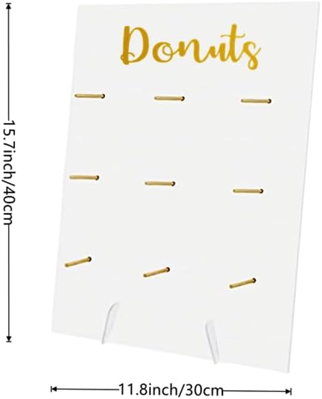 Photo 1 of 1 Pcs Wood Donut Wall Display Stand Reusable Rustic Doughnut Board Holder Donut Party Supplies for Wedding Birthday Family Party festival Table Decor (White)