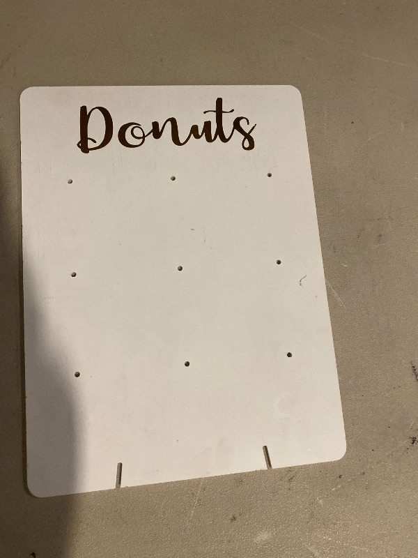 Photo 1 of 1 Pcs Wood Donut Wall Display Stand Reusable Rustic Doughnut Board Holder Donut Party Supplies for Wedding Birthday Family Party festival Table Decor (White)