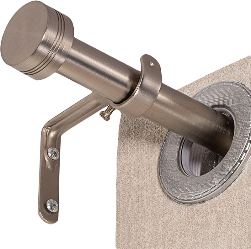 Photo 1 of Brushed Nickel Curtain Rod for Windows1 Inch Adjustable Drapery Pole, Heavy Duty Outdoor/Indoor Modern Curtain Rods, Easy Installation