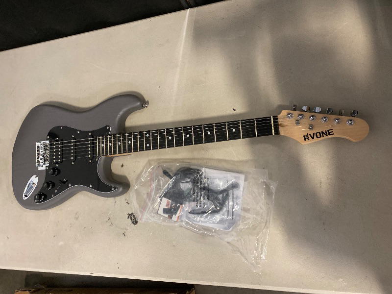 Photo 1 of RST-150 39" Beginner Electric Guitar Kit with Amp & HSS Pickups | Complete Starter Set for Newcomers w/Essentials | Gig Bag, Extra Strings, Digital Tuner, Capo, Strap | Home Practice (Black)
