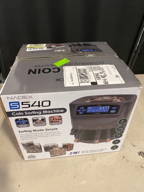 Photo 1 of Nadex S540 Pro | Coin Counter, Sorter, and Wrapper | Sorts up to 300 Coins Per Minute | Comes with 48 Preformed Wrappers (Gray)