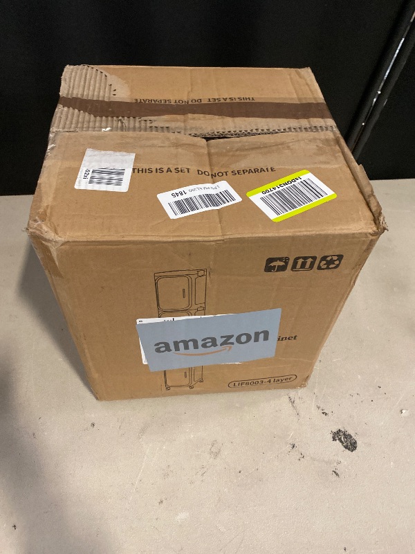 Photo 1 of 4-Tier Tall Narrow Storage Cabinet, Slim Bathroom Storage Cabinet with Adjustable Shelves and Wheels, Narrow Organizer for Small Space, Bathroom, Kitchen, Laundry