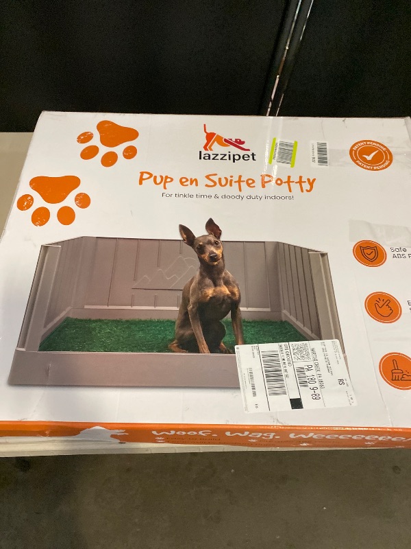 Photo 1 of LAZZIPET Pup en Suite Potty - Dog Toilet/Pee Pad Tray with Four Walls + Turf Patch - Indoor Potty Tray for Potty Training & Lazy Days - Easy to Build Pee Pad Holder Dog Litter Box Indoor