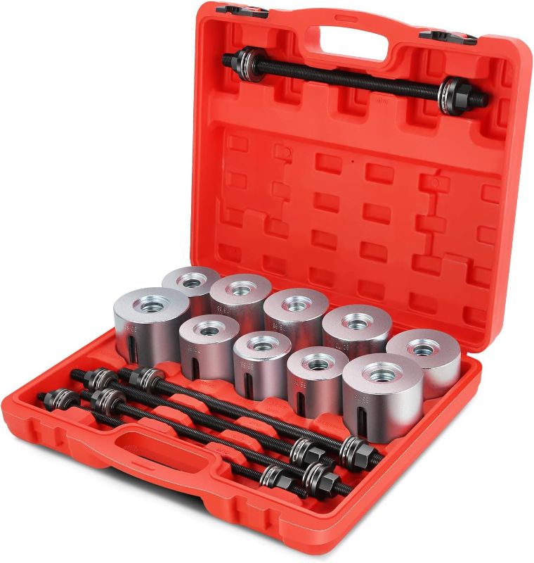Photo 1 of DNA MOTORING 27pcs Universal Press and Pull Sleeve Kit, Wheel Bearing/Suspension Bushing Removal Tool Set w/ 22 Adapters (34-80mm ID) & M10-M18 Press Spindles, TOOLS-00783