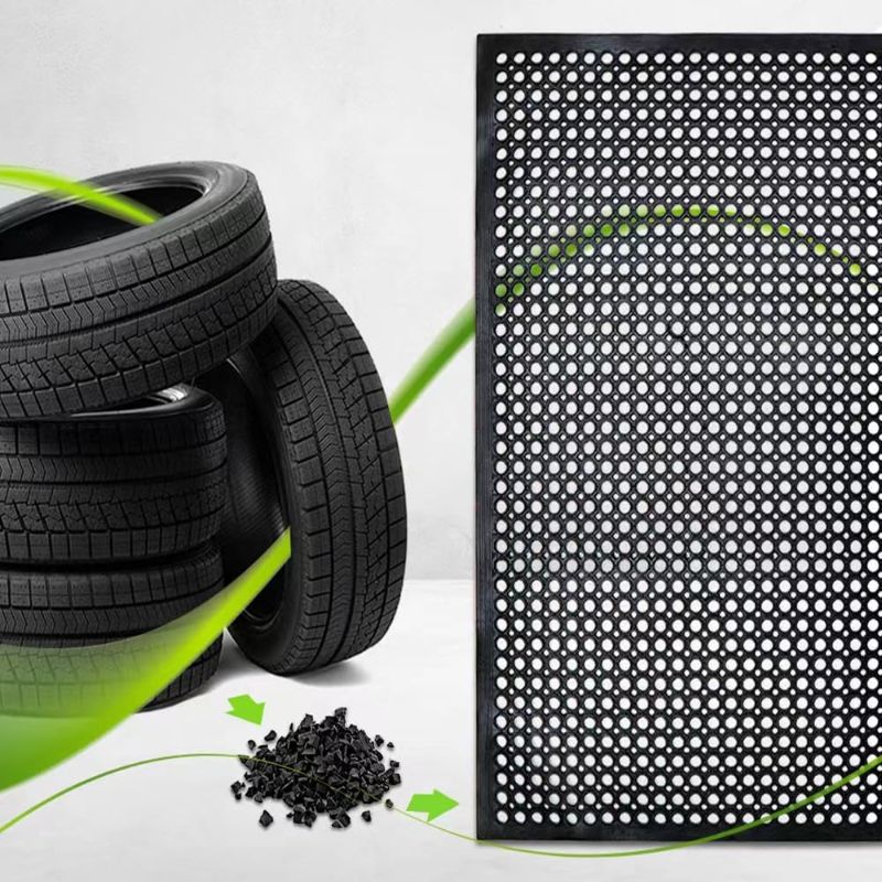 Photo 1 of Anti-Fatigue Rubber Floor Mat - NANBOWANG Commercial Grade Grease Resistant Non-Slip Recycle Tyre Floor Mats for Restaurant Kitchen Bar Garden Outdoor Wet Area (40"X80")