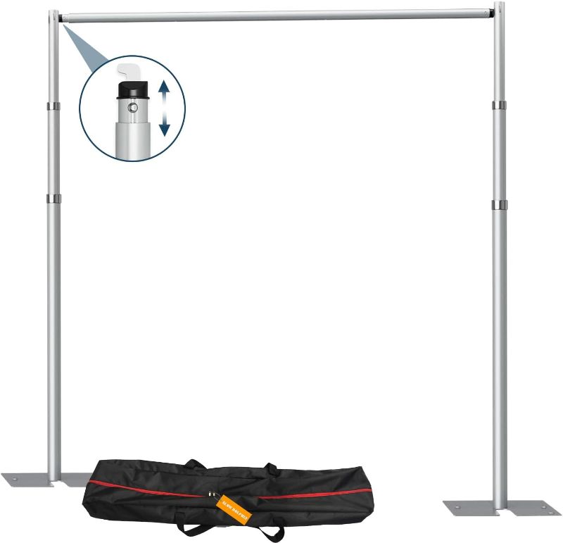 Photo 1 of SLOW DOLPHIN Pipe and Drap Backdrop Stand Kit,Heavy Duty Adjustable Frame Backdrop Stand for Event, Birthday Party, displays and Wedding Decoration