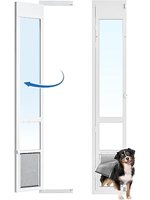 Photo 1 of Large Dog Door for Sliding Glass Door, Openable Doggy Door for Sliding Glass Doors, All-Metal Framed, Adjustable Height 91 7/16" to 96" - Large Tall