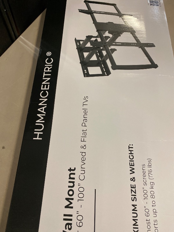 Photo 1 of HumanCentric Heavy Duty TV Wall Mount for 75-100" TVs Flat or Curved up to 176lb, Full Motion, 15° Tilt, 45° Swivel, 24" Extension, Max VESA 900x600mm, Hardware Included Install on Wood or Concrete