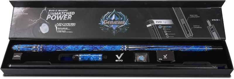 Photo 1 of EVO Gemstone Combo Maxbing Edition - Glassfiber Pool Cue Stick, 5/16 * 18 Pin Joint and 12.5mm Tip, 4" Extension, Accessories: Time tip, Glove, and Chalk.