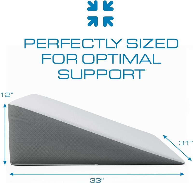 Photo 1 of Kolbs Bed Wedge Pillow Chic Jacquard Cover for Sleeping and Acid Reflux, Heartburn (Extra Wide 12" Height)