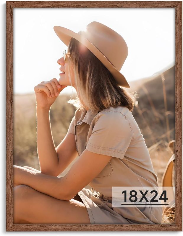 Photo 1 of Light Walnut 18x24 - Single Frame - Rustic Woodgrain 18 x 24 Poster Frame with Plexiglass for Wall Gallery Display, 18x24 Picture Frame for Puzzles, Artwork, Photos and Posters - Ideal Christmas Day