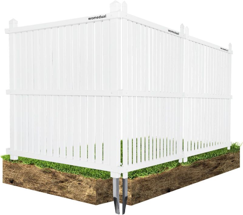 Photo 1 of 000Air Conditioner Fence - 48" W x 48" H Trash Can Fence Panels, Easy Assembly Privacy Fence for Outside, Decorative Fence for AC Units & Pool Equipment, White Vinyl Fence 3 Panels